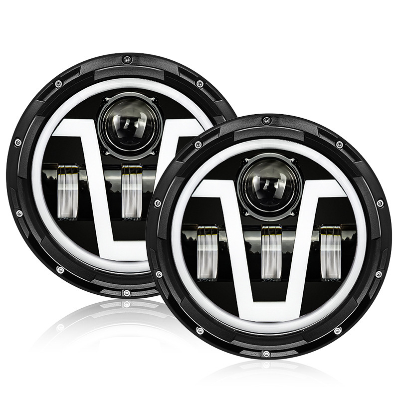 Kvadratna LED glavna svjetla za Jeep Wrangler — u stilu strelice, 12V, 6500 lm, IP68, vijek trajanja 50.000 sati