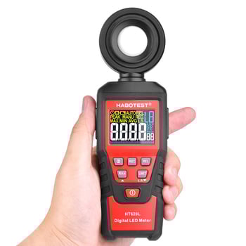 HABOTEST HT620L Ψηφιακός μετρητής φωτεινότητας, Υψηλής ακρίβειας φωτομετρικός μετρητής, Τροφοδοσία από 3×1.5V AAA μπαταρίες