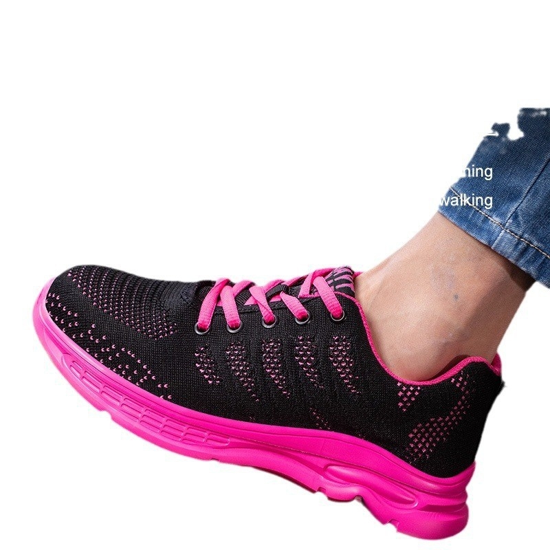 Γυναικείες παπούτσια ασφαλείας με μεταλλικό καπάκι δακτύλου, ελαφριά, αναπνέοντα, αντιδιάτρητα, αντιολισθητικά