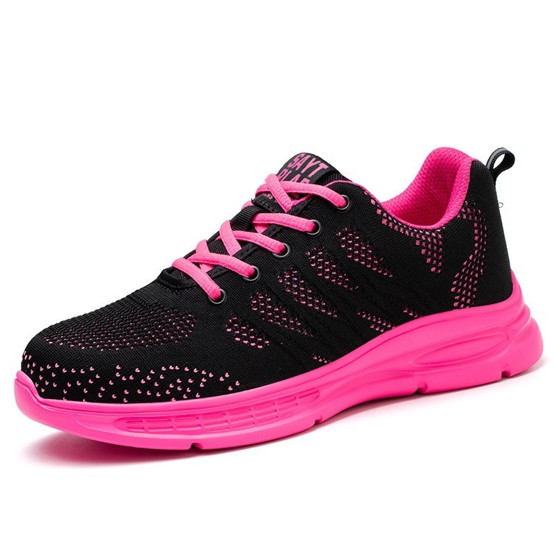 Γυναικείες παπούτσια ασφαλείας με μεταλλικό καπάκι δακτύλου, ελαφριά, αναπνέοντα, αντιδιάτρητα, αντιολισθητικά