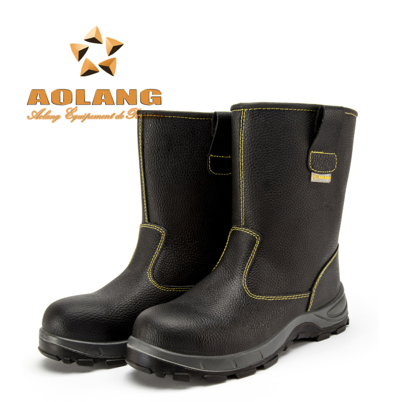 Ανδρικά παπούτσια ασφαλείας με μεταλλικό δάχτυλο, προστασία από κρούσεις και διάτρηση, διαπνοή, ανθεκτικά, υψηλό επάνω μέρος από δέρμα με υφή λιτσι