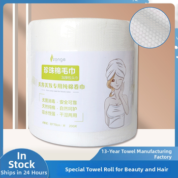 Jednorázové rolky na sušenie vlasov pre kozmetické salóny a holičstvá, mimoriadne savé, hrubé netkané utierky (netkaná tkanina; bavlna 70% / 30% obsah; savosť 16–20 s; plochá väzba; prispôsobenie k dispozícii)