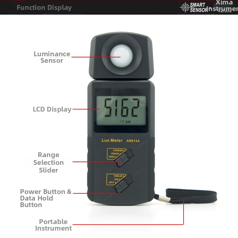 Smartsensor AR813A integrirani ručni luxmetar i fotometar, napajanje 9V baterijom