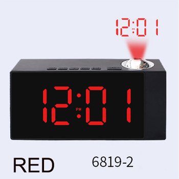 Ρολόι γραφείου με μεγάλη LED ψηφιακή οθόνη και επιφάνεια καθρέφτη — θερμόμετρο, νυχτερινό φως, ημερολόγιο με μήνα, 24ωρη ένδειξη, εξωτερική τροφοδοσία