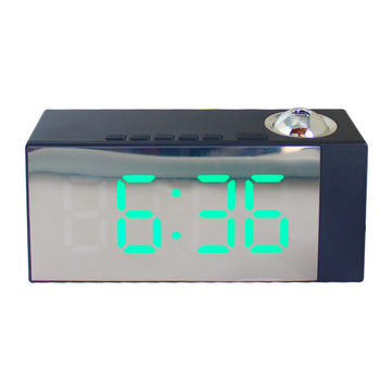 Ρολόι γραφείου με μεγάλη LED ψηφιακή οθόνη και επιφάνεια καθρέφτη — θερμόμετρο, νυχτερινό φως, ημερολόγιο με μήνα, 24ωρη ένδειξη, εξωτερική τροφοδοσία