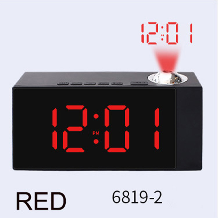 Ρολόι γραφείου με μεγάλη LED ψηφιακή οθόνη και επιφάνεια καθρέφτη — θερμόμετρο, νυχτερινό φως, ημερολόγιο με μήνα, 24ωρη ένδειξη, εξωτερική τροφοδοσία