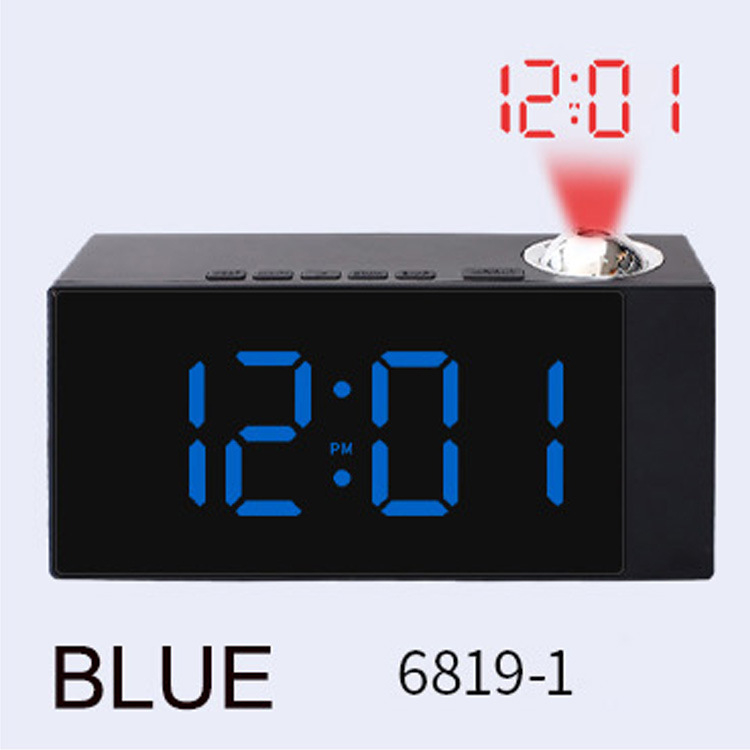 Ρολόι γραφείου με μεγάλη LED ψηφιακή οθόνη και επιφάνεια καθρέφτη — θερμόμετρο, νυχτερινό φως, ημερολόγιο με μήνα, 24ωρη ένδειξη, εξωτερική τροφοδοσία