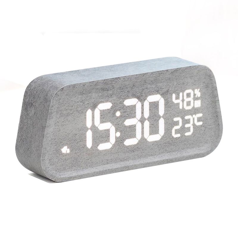 Ξύλινο LED ρολόι με φωνητικό έλεγχο, θερμόμετρο, υγρασιόμετρο και ημερολόγιο