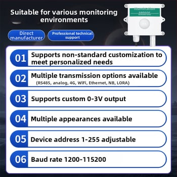 Fényszenzor hőmérséklet- és páratartalom-átadóval, RS-485, mennyezetre szerelhető, nappali napsütés-idő detektor (modell SN-3002-GZ-*)