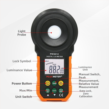 PeakMeter Huayi Digitalni luminometar PM6612 – Ručni mjerač svjetline ZX