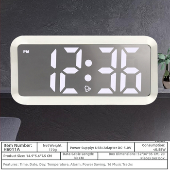 Ρολόι γραφείου JIMEI με LED αριθμητική οθόνη, ηλεκτρονική κίνηση, θερμόμετρο, καθρέφτης, ξυπνητήρι.