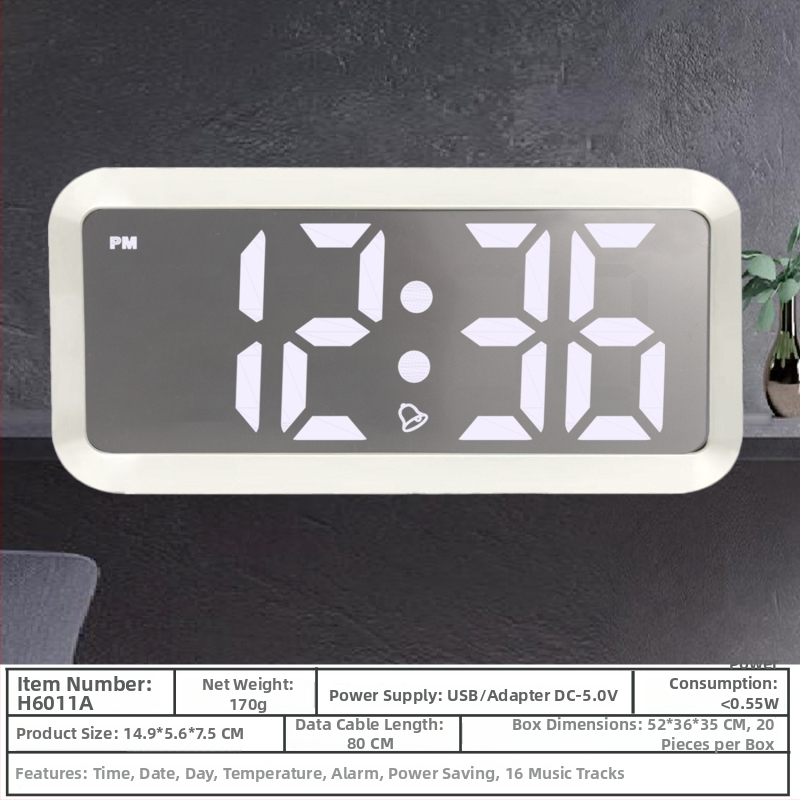 Ρολόι γραφείου JIMEI με LED αριθμητική οθόνη, ηλεκτρονική κίνηση, θερμόμετρο, καθρέφτης, ξυπνητήρι.