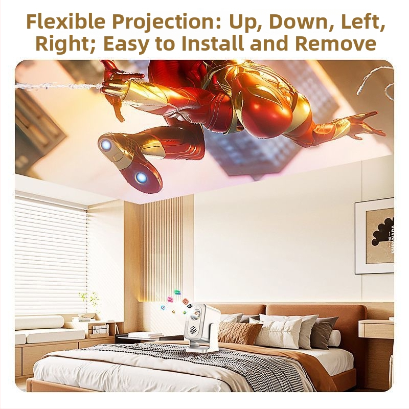 Ultra jasný domáci projektor pre 1080p, 60W, projekcia z 5G smartfónu, kompaktné domáce kino