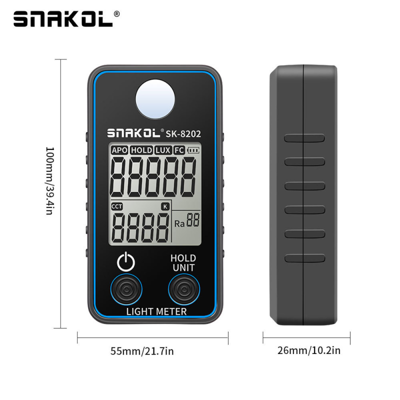 SK-8202/8201/8200 szín- és megvilágításmérő – digitális, hordozható, akkumulátoros