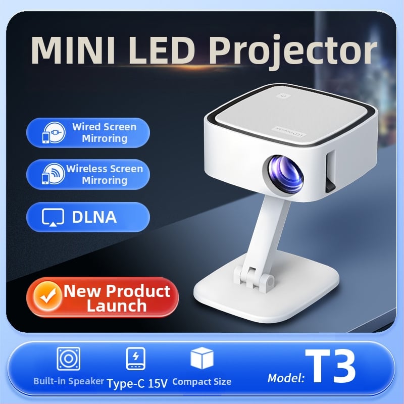 Toprecis T3 prenosný projektor s Pan/Tilt, 720P, 80 ANSI, 30W, kompatibilný s powerbankou