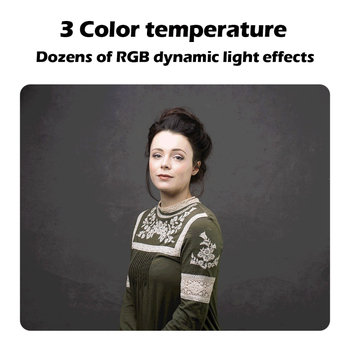Prenosné kruhové svetlo pre videokonferencie, USB napájanie, 5W LED, RGB, 3000–6000K, nastaviteľná jas, 1/4-palcový závit.