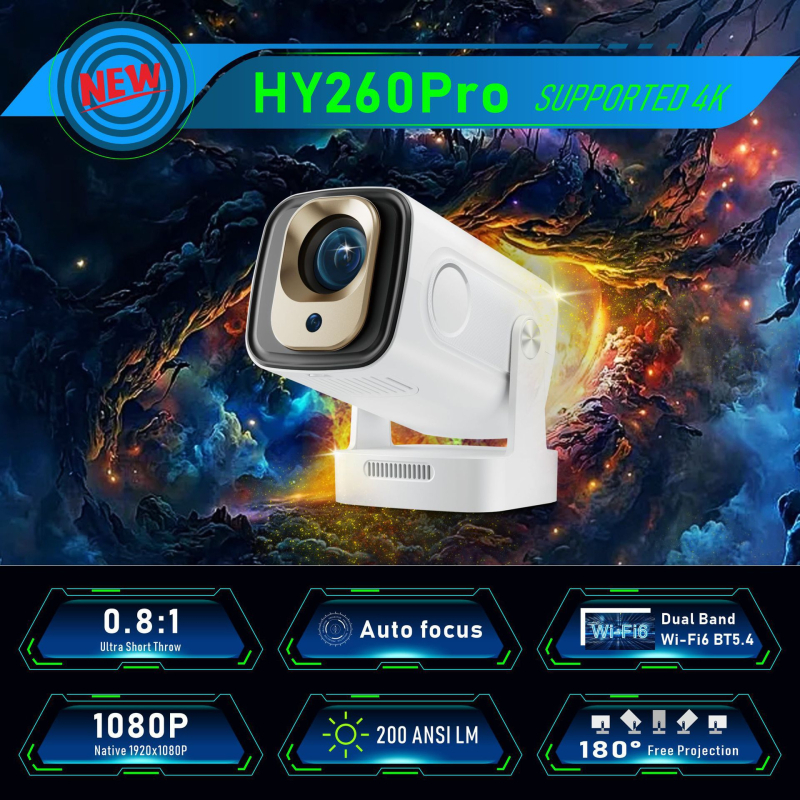 Kućni projektor HY260, 1080P, jačina svjetla 600, snaga 70W