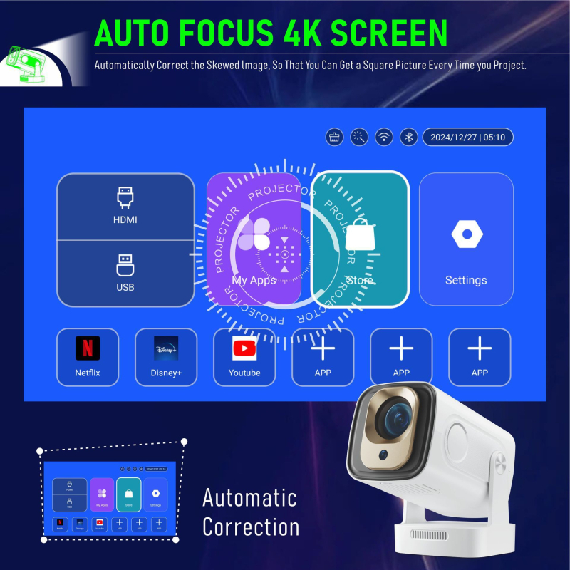 Kućni projektor HY260, 1080P, jačina svjetla 600, snaga 70W