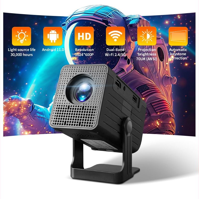 Ghosting портативен проектор, XGA 1024x768, яркост 170, 120-инчов проекционен размер, Android 11