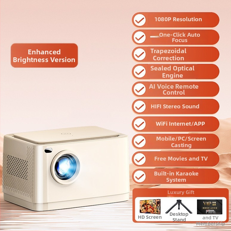 SAST Xianke kućni projektor, 1080p, 5000 lm, 70W, projekcija do 200 inča, projekcija s telefona i računala