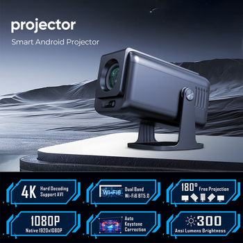 V1 prenosivi projektor — 1080P razlučivost, Android Auto-Fokus, za kućnu i vanjsku upotrebu, 75W, svjetlina 300
