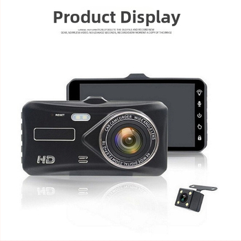 4-palcový palubný DVR, HD nočné videnie, dvojitý objektív, 1080P záznam predný a zadný, cúvacie zobrazenie