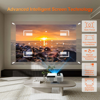 Edukacijski konferencijski projektor s 360° podesivim gimblom, automatskim fokusom i izbjegavanjem prepreka, 1080P, 350 ANSI