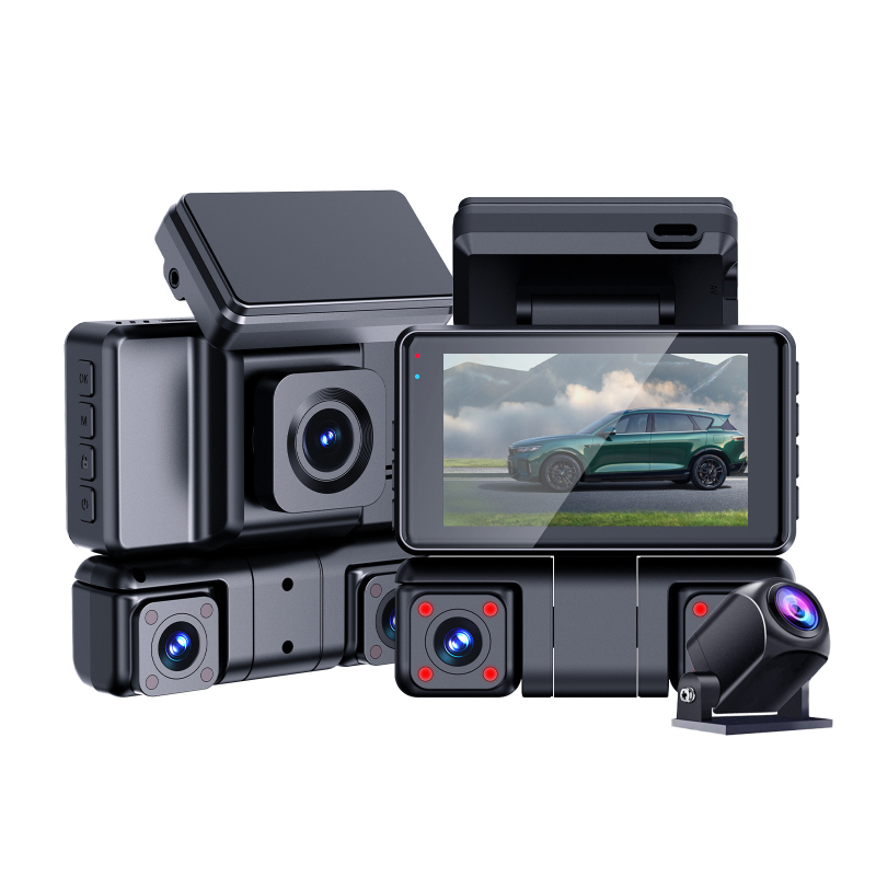 Smart WiFi автомобилен регистратор, 4-канален с четири лещи, предно и задно заснемане, 3,0-инчов екран, 1600P, 170° ъгъл на виждане