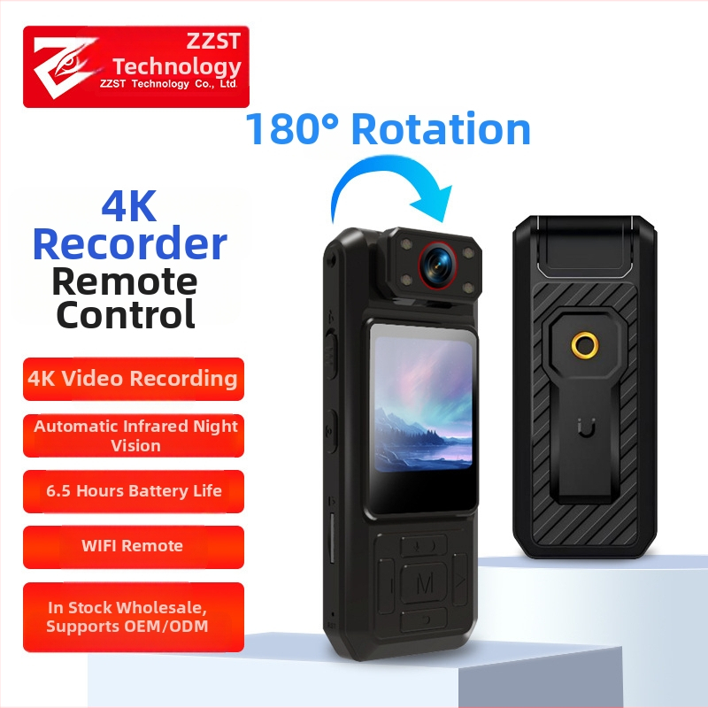 4K HD športová kamera s Wi‑Fi zadným klipom a displejom, infračervené nočné videnie, otočný objektív, 1.5-inch LCD