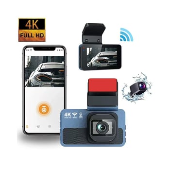 Διπλός καταγραφέας οδήγησης: μπροστινό 4K και πίσω 1080P, νυχτερινή όραση, ADAS, GPS, 128GB TF κάρτα