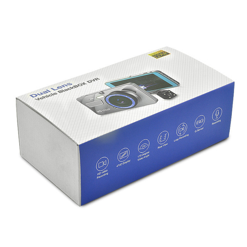 4-inčni metalni A10 zaslon osjetljiv na dodir s dvostrukim objektivom za auto DVR – 1080p, 170° široki kut, noćno snimanje, petlja snimanja