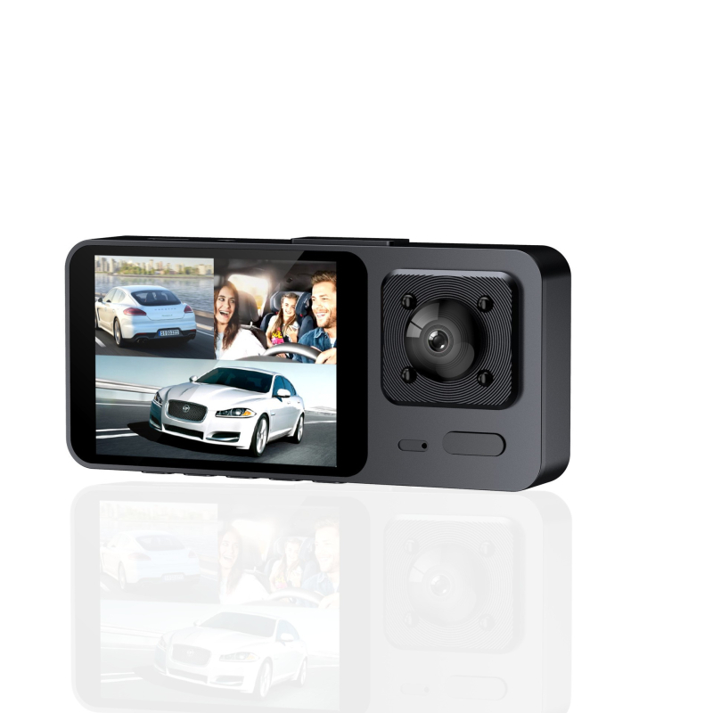 Καταγραφέας αυτοκινήτου με τρεις φακούς (μπροστά, εσωτερικά και πίσω), 1080p HD, 170° ευρυγώνιο, νυχτερινή όραση, 64 GB μνήμη