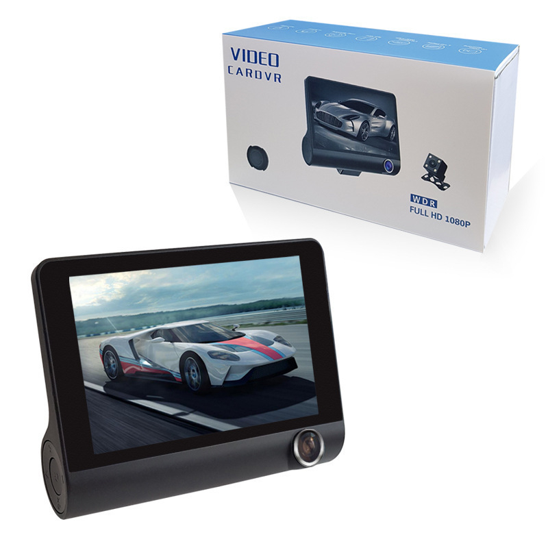 Κάμερα οδήγησης με τρεις φακούς και νυχτερινή όραση, 1080p, 140° ευρυγώνιο πεδίο, οθόνη 4,0 ιντσών