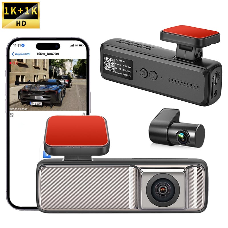 Auto Kamera za vožnju s dvostrukim snimanjem naprijed i iza, 1080p, 140° široki kut, 4G, noćno snimanje infracrvenom kamerom (1080p, 140°, dvostruki snimak naprijed/iza, 4G, noćno infracrveno)