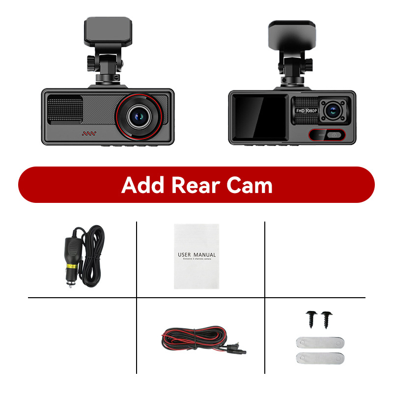 Auto DVR s tri leće širokog kuta, 1080p, 170°, Wi-Fi, noćni vid, ciklično snimanje