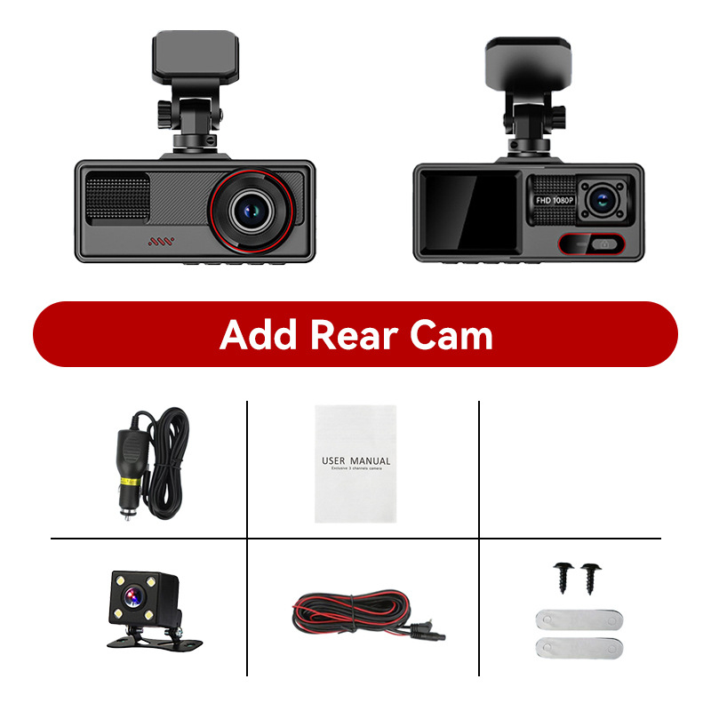 Auto DVR s tri leće širokog kuta, 1080p, 170°, Wi-Fi, noćni vid, ciklično snimanje