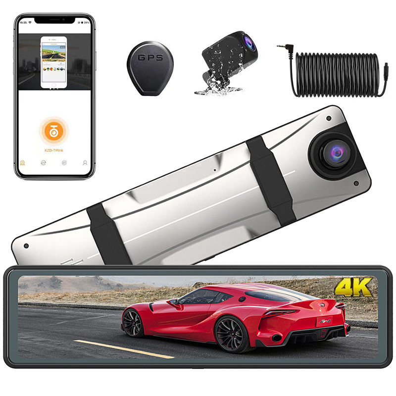 Κάμερα οδήγησης αυτοκινήτου με τρεις φακούς, WiFi, 4K νυχτερινή απεικόνιση, γωνία θέασης 170°, 12MP