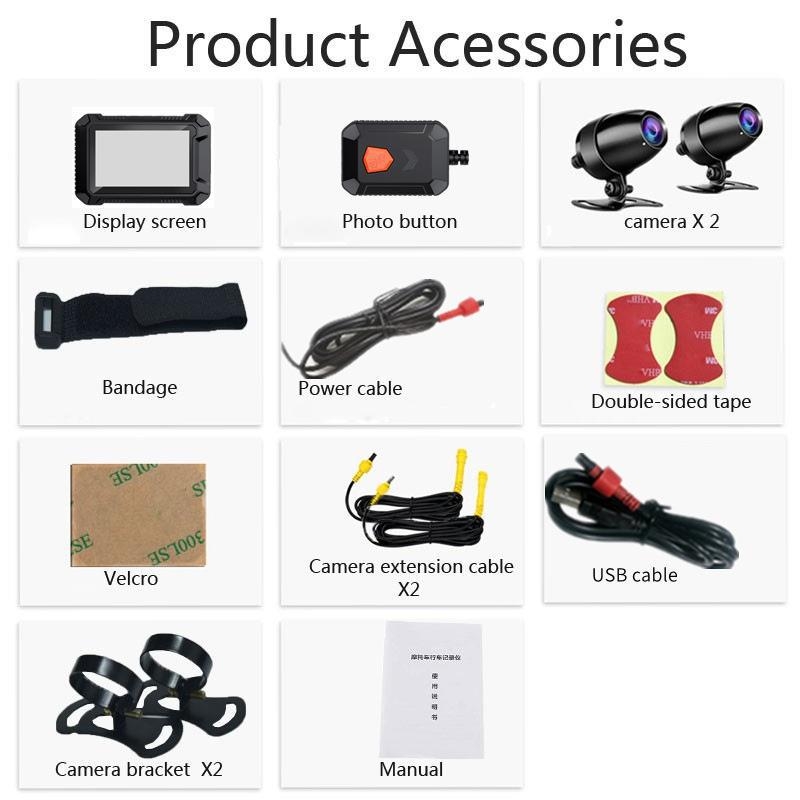 Βιντεοκαταγραφέας μοτοσικλέτας MT2A – 1080p, 150°, διπλή κάμερα, Loop Video, εγκατάσταση μπροστά και πίσω