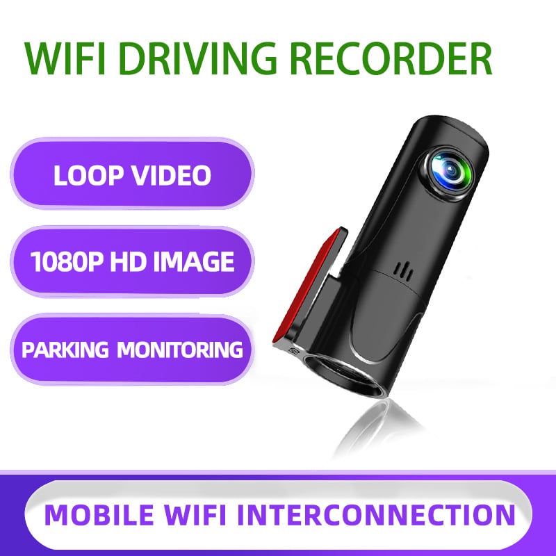 1080P noćna dash kamera s WIFI-om, 140° širokokutni, 24-satno nadgledanje, cikličko snimanje, parkiranje, montaža na vjetrobransko staklo