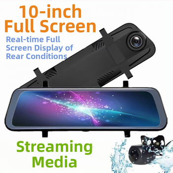 Dash cam αυτοκινήτου 10 ιντσών με εμπρός και πίσω καταγραφή, οθόνη αφής, 1080p, γωνία προβολής 170°, φακός F2.0