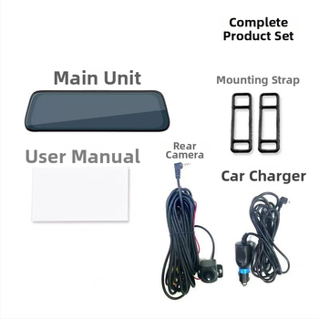 Dash cam αυτοκινήτου 10 ιντσών με εμπρός και πίσω καταγραφή, οθόνη αφής, 1080p, γωνία προβολής 170°, φακός F2.0