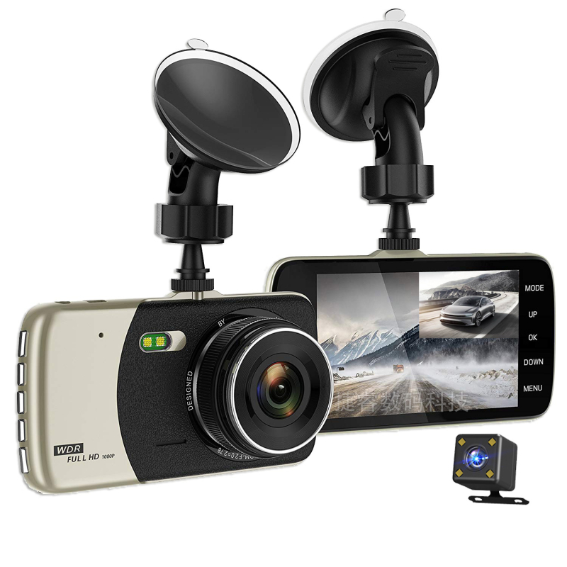 Auto kamera s dvostrukim snimanjem prednje i stražnje strane, 1080p, 140° široki kut, noćni vid