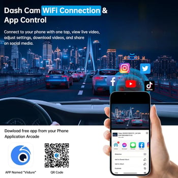 Automobilska kamera s četiri objektiva, 1080p, infracrveno noćno snimanje, WiFi i ciklično snimanje