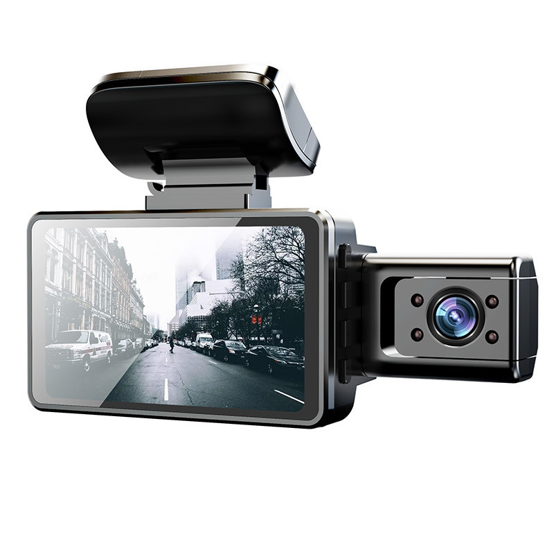 A88 360° rotirajući automobilni DVR s noćnim vidom, dvostruka leća prednja i unutarnja, 1080p, 3-inčni ekran, nadzor parkiranja