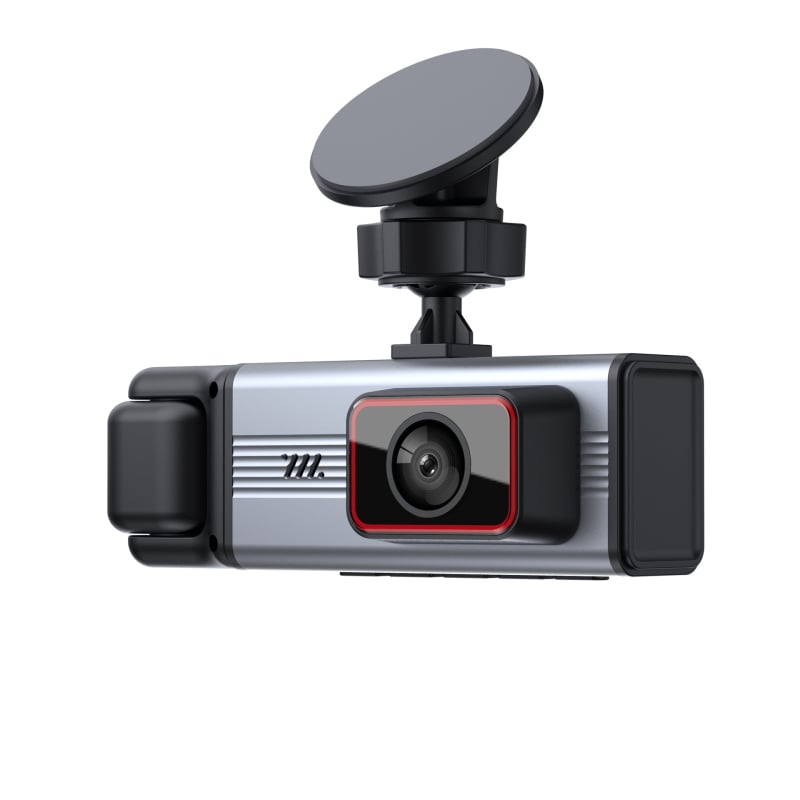 3‑lenska 360° dash cam s infracrvenim noćnim vidom, dodatnim osvjetljenjem i 1080p stražnjim prikazom