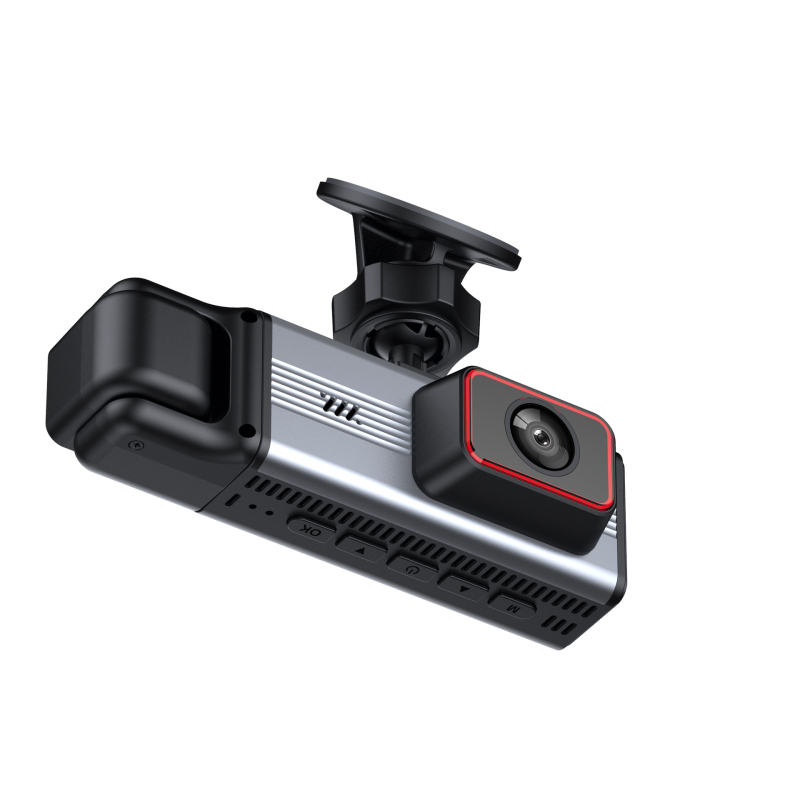 3‑lenska 360° dash cam s infracrvenim noćnim vidom, dodatnim osvjetljenjem i 1080p stražnjim prikazom