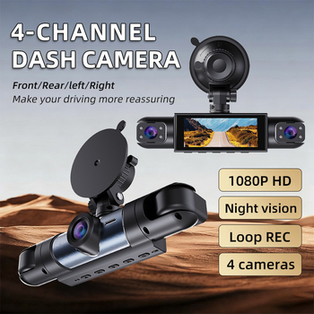 DVR za automobil s 4 objektiva, prednje i stražnje snimanje, 1080p, 120° vidno polje, WiFi, TF kartica 16 GB