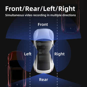 DVR za automobil s 4 objektiva, prednje i stražnje snimanje, 1080p, 120° vidno polje, WiFi, TF kartica 16 GB
