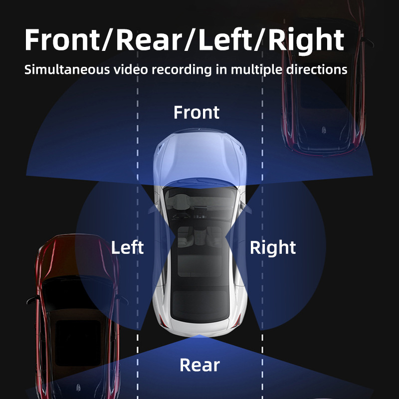 DVR za automobil s 4 objektiva, prednje i stražnje snimanje, 1080p, 120° vidno polje, WiFi, TF kartica 16 GB