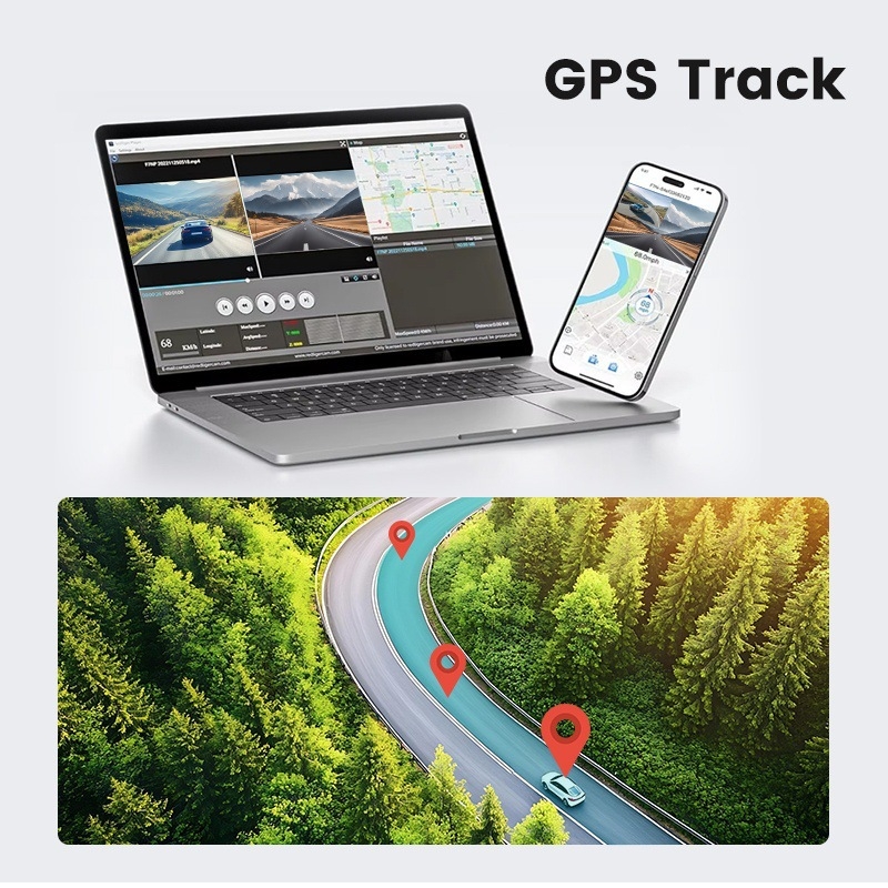 Κάμερα καταγραφής αυτοκινήτου με διπλό μπροστά-πίσω καταγραφή, 4K, νυχτερινή όραση, WiFi, γωνία θέασης 140°